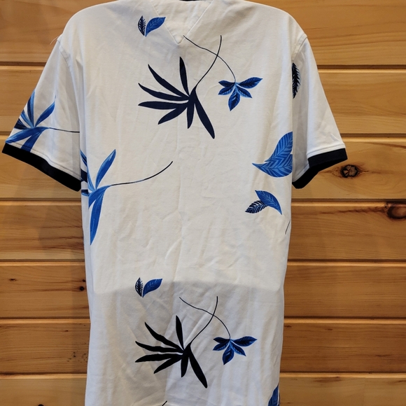 Tommy Hilfiger Slim Fit Coupe Etroite Blue/White Polo Size L - Picture 3 of 7